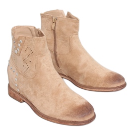 Åbne støvler med skjult hælbeige NC1126 Beige