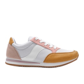 Klassiske hvide sneakers med gul Aniya lyserød