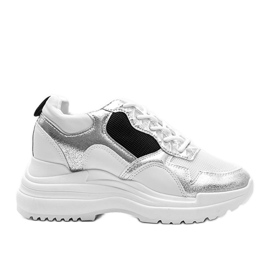 Hvide sneakers på kilen Alexandra sort sølv