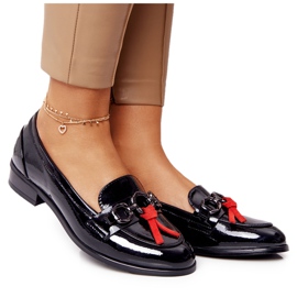 Elegante kvinders loafers Vinceza 10585 lakeret sort rød