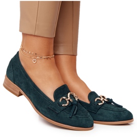 Elegante kvinders loafers Vinceza 10585 ruskind grøn gylden