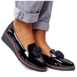 Elegante sko på kile Vinceza 10580 lakeret sort