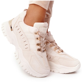 PS1 Kvinders Beige sneakers Godt humør på stor sål
