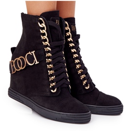 Kvinders ruskindsneakers BOOCI 2222 Golden Black Letters sort