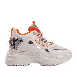 Felicias hvide og beige snake sneakers