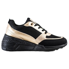 SHELOVET Klassiske SORT og GULD sneakers gylden