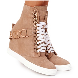 Kvinders ruskindsneakers BOOCI Golden Letters Bright Camel brun