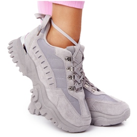 PS1 Kvinders sneakers på stor sål grå grå godt humør