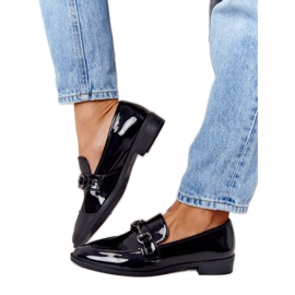 S.Barski Elegante kvinders loafers S. Barski lakeret sort