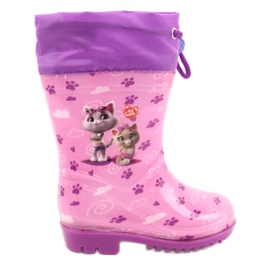 American Club American Pink Kitties Galoshes KAL05 violet lyserød