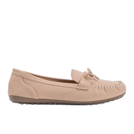 Beige matte loafers med en Deborah sløjfe