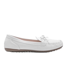 Hvide matte loafers med Deborah sløjfe