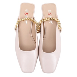 Beige tøfler med kæde T399P Beige