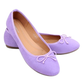 Kvinders lilla ruskind ballerinaer 1JB-19116 Lilla violet