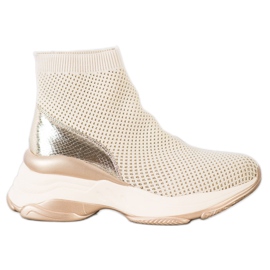 SHELOVET Sneakers i høj tekstil beige