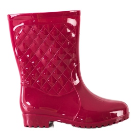 Bona Skinnende Quiltede Wellies rød