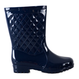 Bona Skinnende Quiltede Wellies marine blå