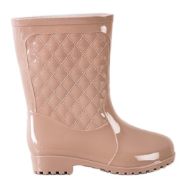 Bona Skinnende Quiltede Wellies beige