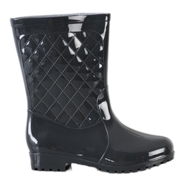 Bona Skinnende Quiltede Wellies sort