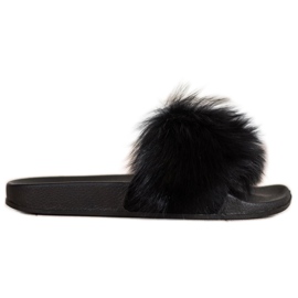 Bona Moderigtige flip-flops med pels sort