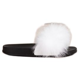 Bona Moderigtige flip-flops med pels hvid