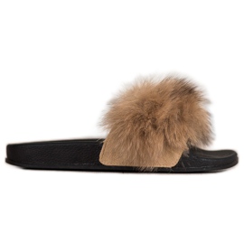 Bona Moderigtige flip-flops med pels brun