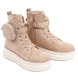 High-top sneakers med en pose beige HO263 Beige