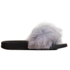 Bona Moderigtige flip-flops med pels grå