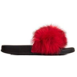 Bona Moderigtige flip-flops med pels rød
