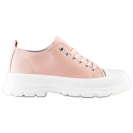 SHELOVET Lyserøde sneakers på platformen
