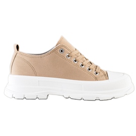 SHELOVET Beige sneakers på platformen