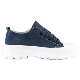 SHELOVET Marineblå sneakers på platformen marine blå