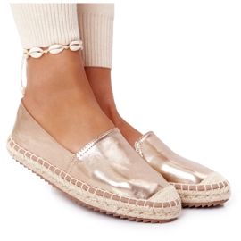 Læder Espadrilles på en flettet sål Big Star HH274503 Golden gylden
