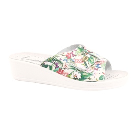 Comfooty Kvinders læderflip -flops med blomster hvid