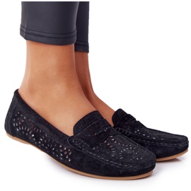 S.Barski Kvinder i ruskind med openwork loafers fra S. Bararski Black sort