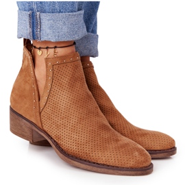 PS1 Åbne støvler med udskæringer, Camel Clever brun