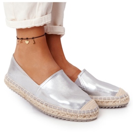 Læder Espadrilles på en flettet sål Big Star HH274504 sølv