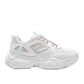 Hvide og sølv sneakers på en tyk Annette sål
