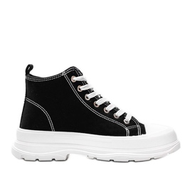 Sorte høje sneakers på en tyk hvid Evelin sål