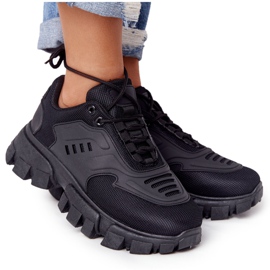 Kvinders sorte sneakers på stor sål sort New York