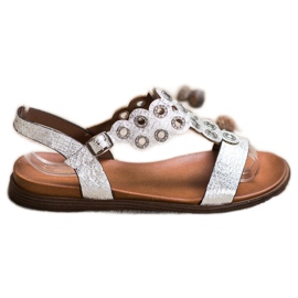Sergio Leone Elegante sandaler med cubic zirconia sølv