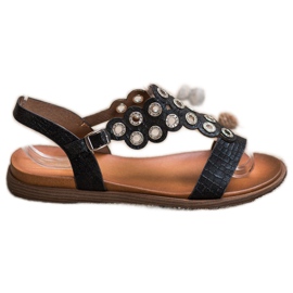 Sergio Leone Elegante sandaler med cubic zirconia sort