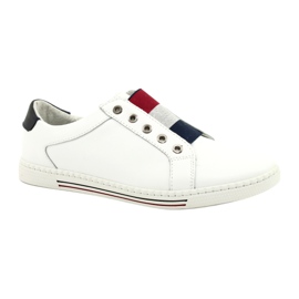 Filippo Stilfulde lædersneakers DP2155 / 21 WH hvid rød marine blå