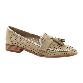Sergio Leone Openwork Ruskindsmokkasiner MK735 Beige