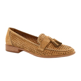 Openwork ruskind loafers Sergio Leone MK735 Camel brun
