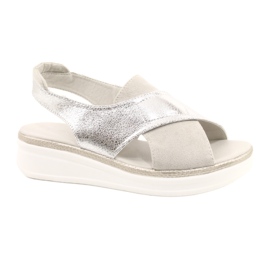 Komfortable sandaler på Sergio Leone SK029 platformen sølv grå