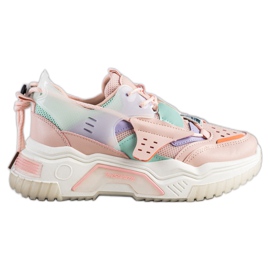 SHELOVET Farverige mode sneakers lyserød flerfarvet