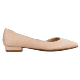 Lovery Ballerinas i ruskind med udskæring beige