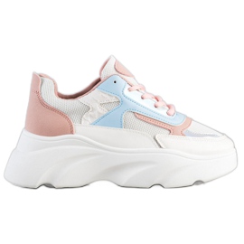 SHELOVET Farverige sneakers på platformen hvid flerfarvet