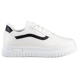 SHELOVET Hvide sneakers med glitterindsats